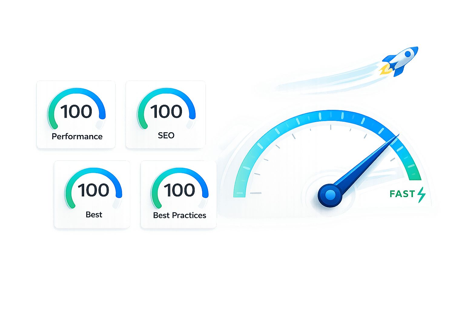 Lighthouse 100 scores - Performance, SEO, and Best Practices